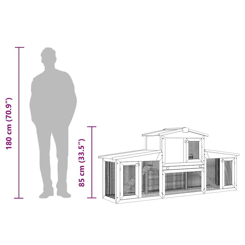 stort udendørsbur til kæledyr 201x45x85 cm træ rød hvid