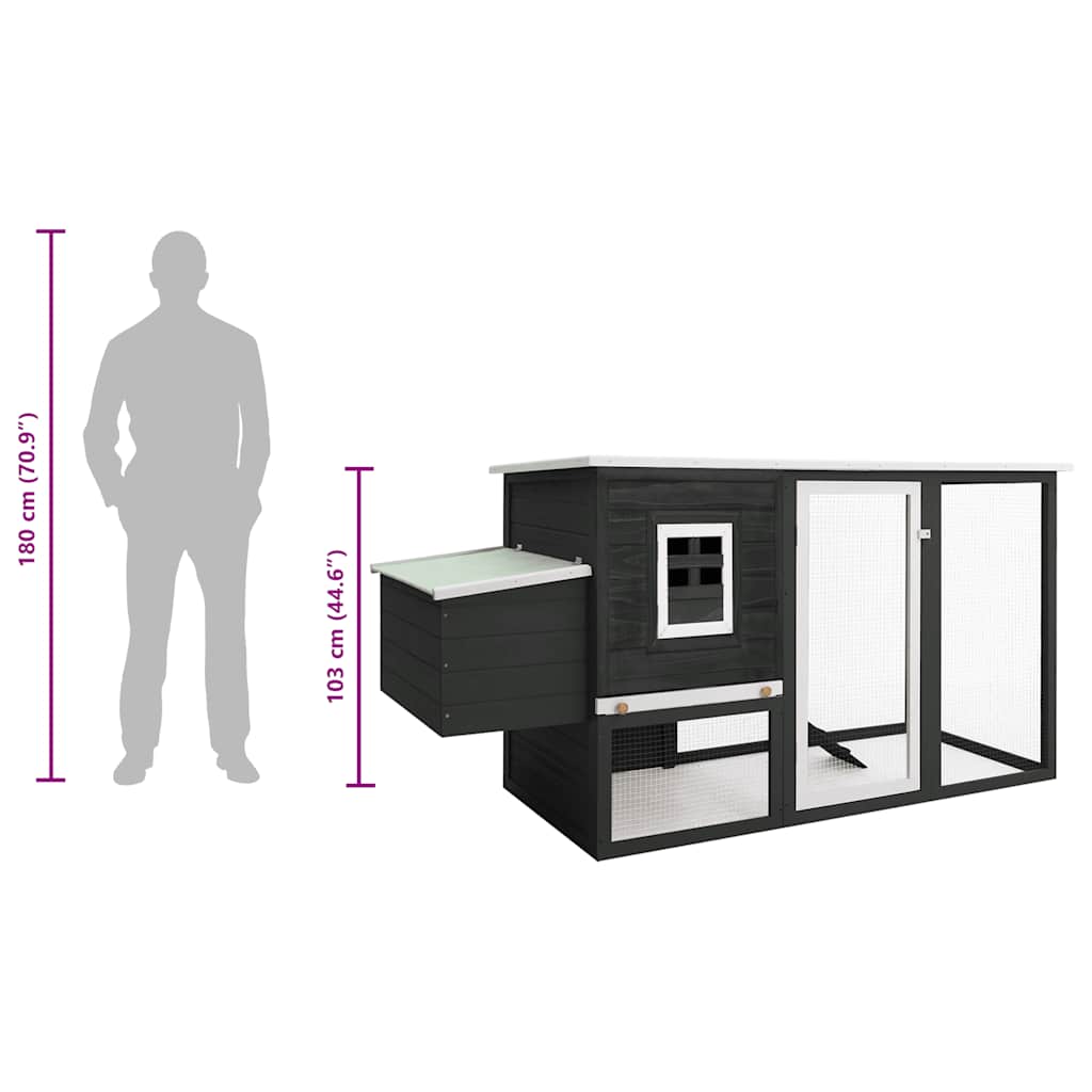 udendørs hønsehus med 1 redekasse træ grå