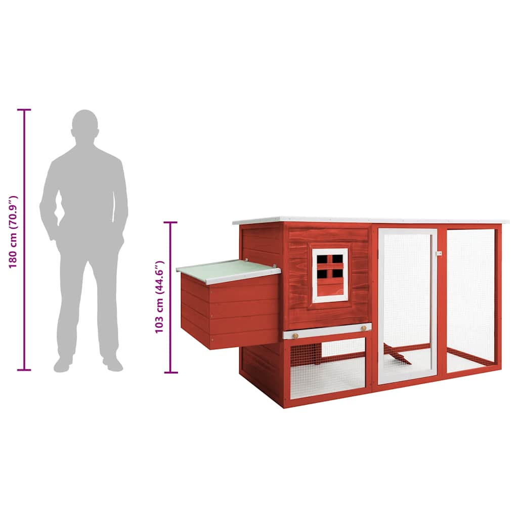 udendørs hønsehus med 1 redekasse træ rød
