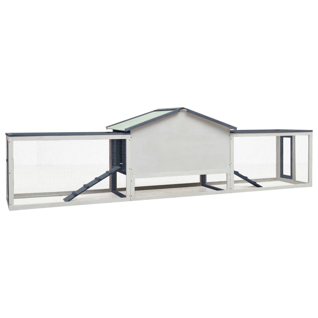 kaninbur 310x70x87 cm massivt fyrre- og grantræ grå