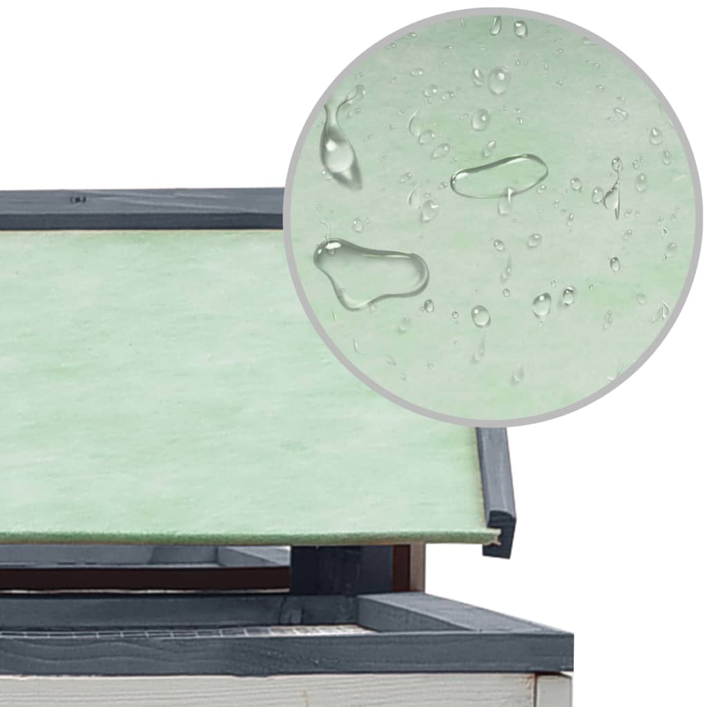 kaninbur 310x70x87 cm massivt fyrre- og grantræ grå