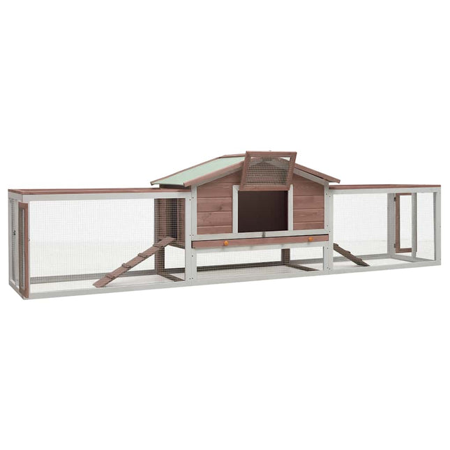 kaninbur 310x70x87 cm massivt fyrre- og grantræ mokkafarvet