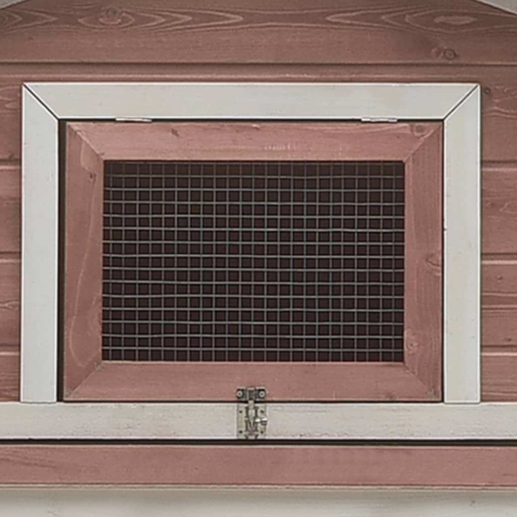 kaninbur 310x70x87 cm massivt fyrre- og grantræ mokkafarvet