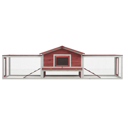 kaninbur 310x70x87 cm massivt fyrretræ og grantræ rød