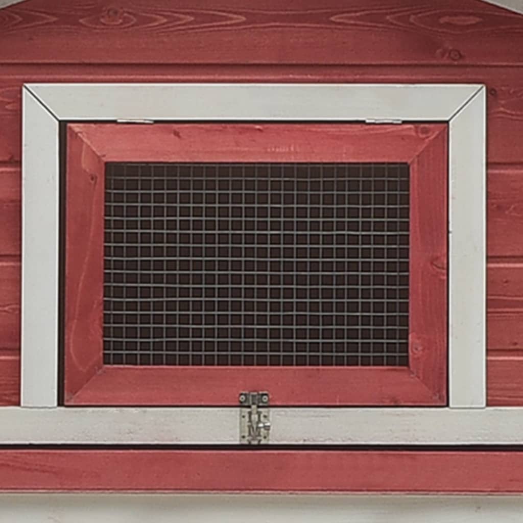 kaninbur 310x70x87 cm massivt fyrretræ og grantræ rød