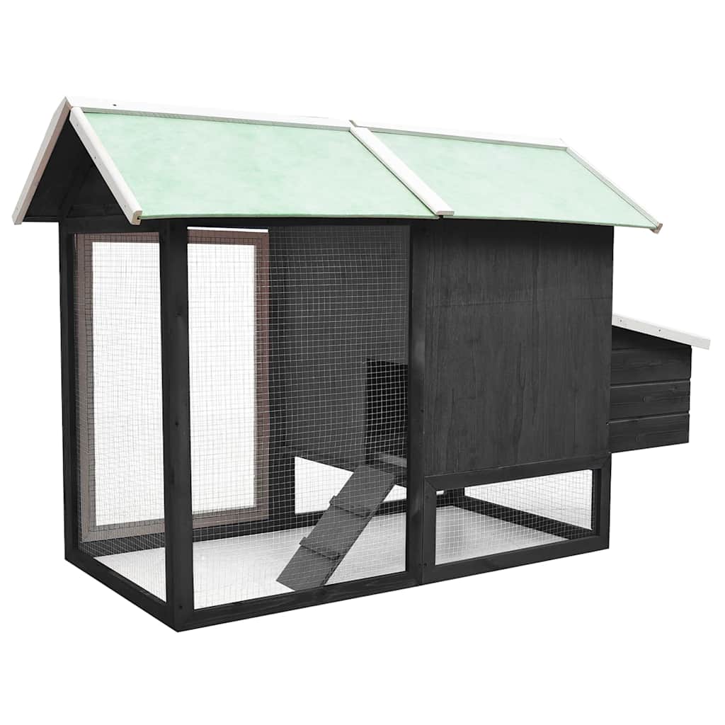 hønsehus 170x81x110 cm massivt fyrretræ og grantræ grå