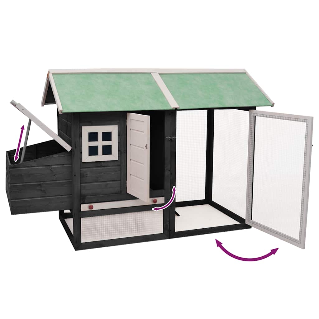 hønsehus 170x81x110 cm massivt fyrretræ og grantræ grå