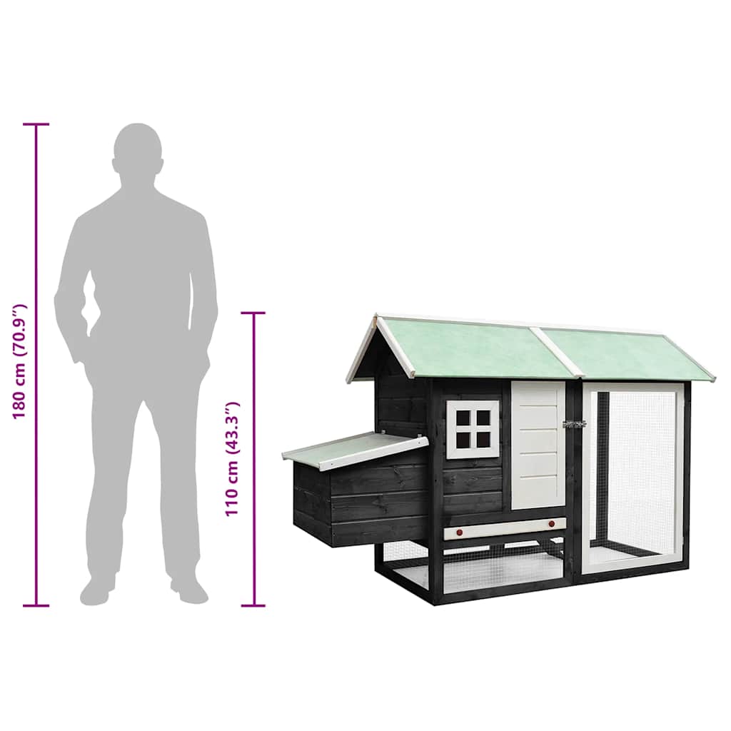 hønsehus 170x81x110 cm massivt fyrretræ og grantræ grå