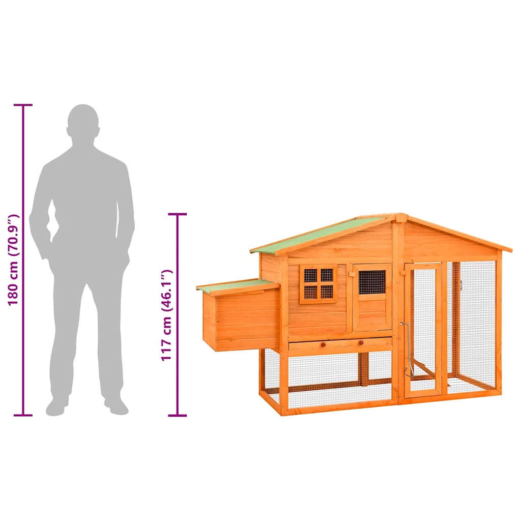 hønsehus med redekasse massivt fyrretræ
