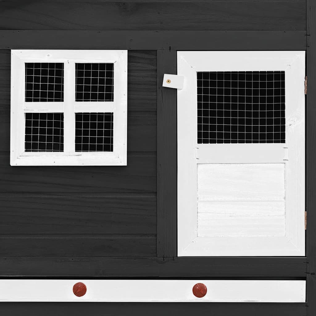 hønsehus med redekasse massivt fyrretræ grå og hvid