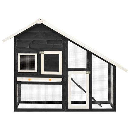 kaninbur 140x63x120 cm massivt fyrretræ grå og hvid