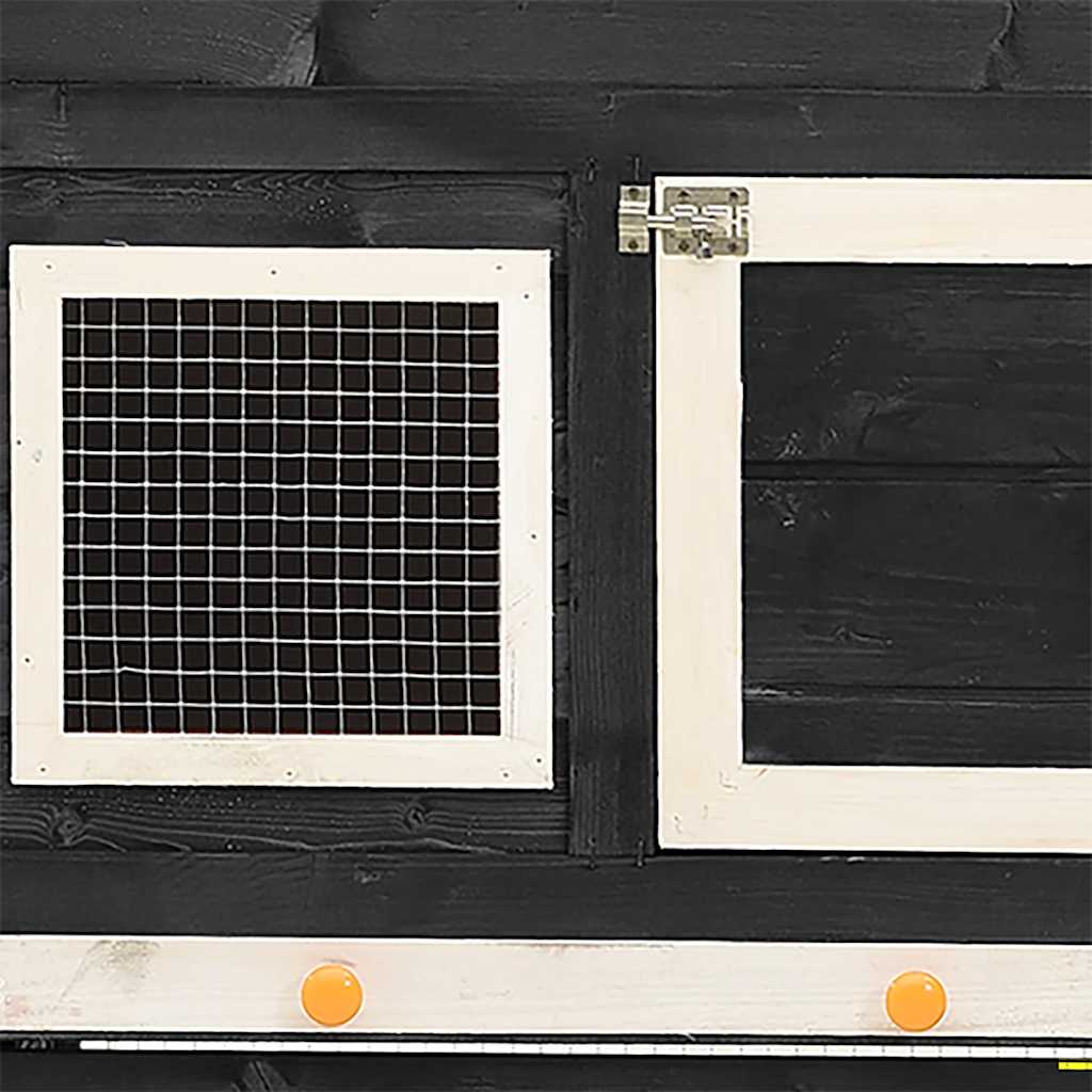 kaninbur 140x63x120 cm massivt fyrretræ grå og hvid