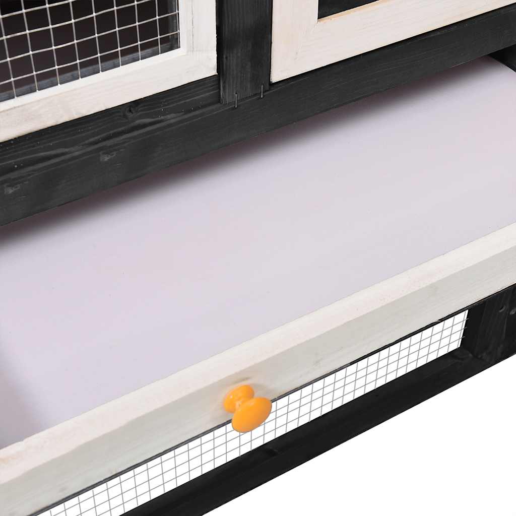 kaninbur 140x63x120 cm massivt fyrretræ grå og hvid