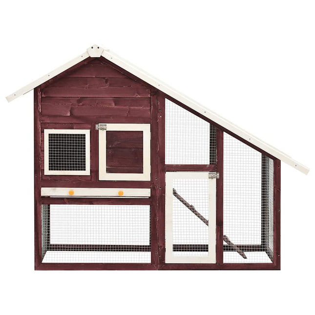 kaninbur 140x63x120 cm massivt fyrretræ mokka og hvid