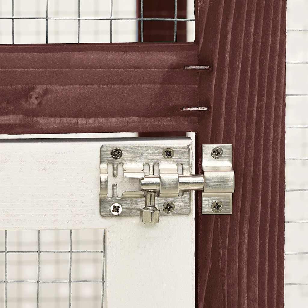 kaninbur 140x63x120 cm massivt fyrretræ mokka og hvid