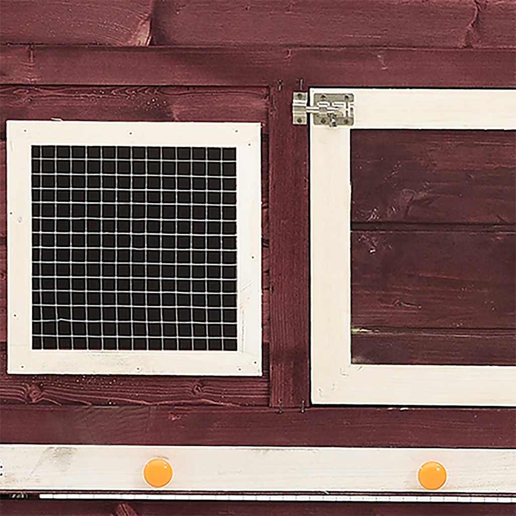 kaninbur 140x63x120 cm massivt fyrretræ mokka og hvid