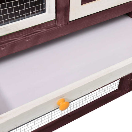 kaninbur 140x63x120 cm massivt fyrretræ mokka og hvid