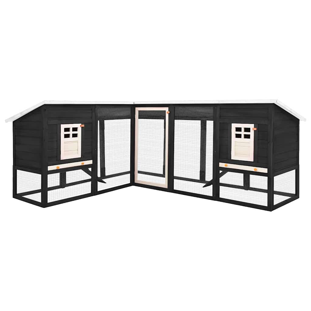 udendørs kaninbur med løbegård massivt fyrretræ grå og hvid