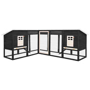 udendørs kaninbur med løbegård massivt fyrretræ grå og hvid