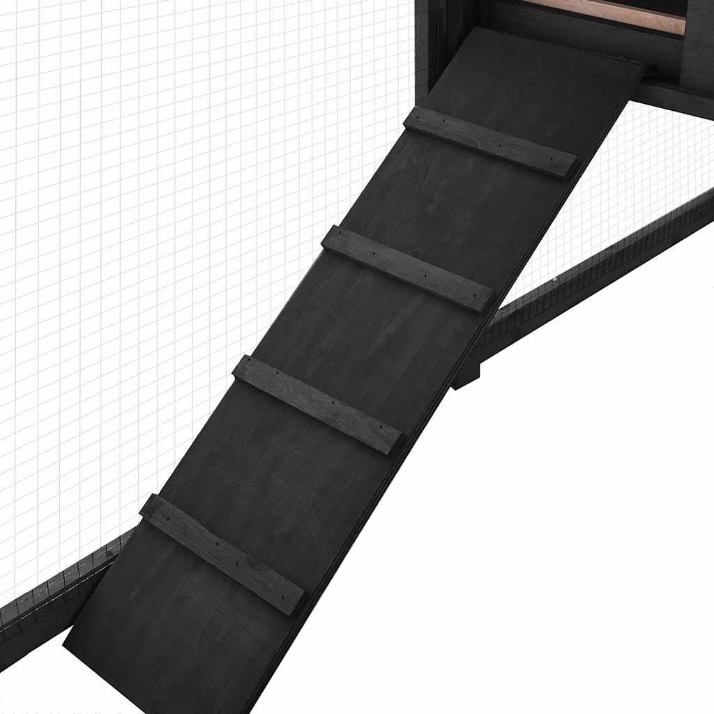 udendørs kaninbur med løbegård massivt fyrretræ grå og hvid