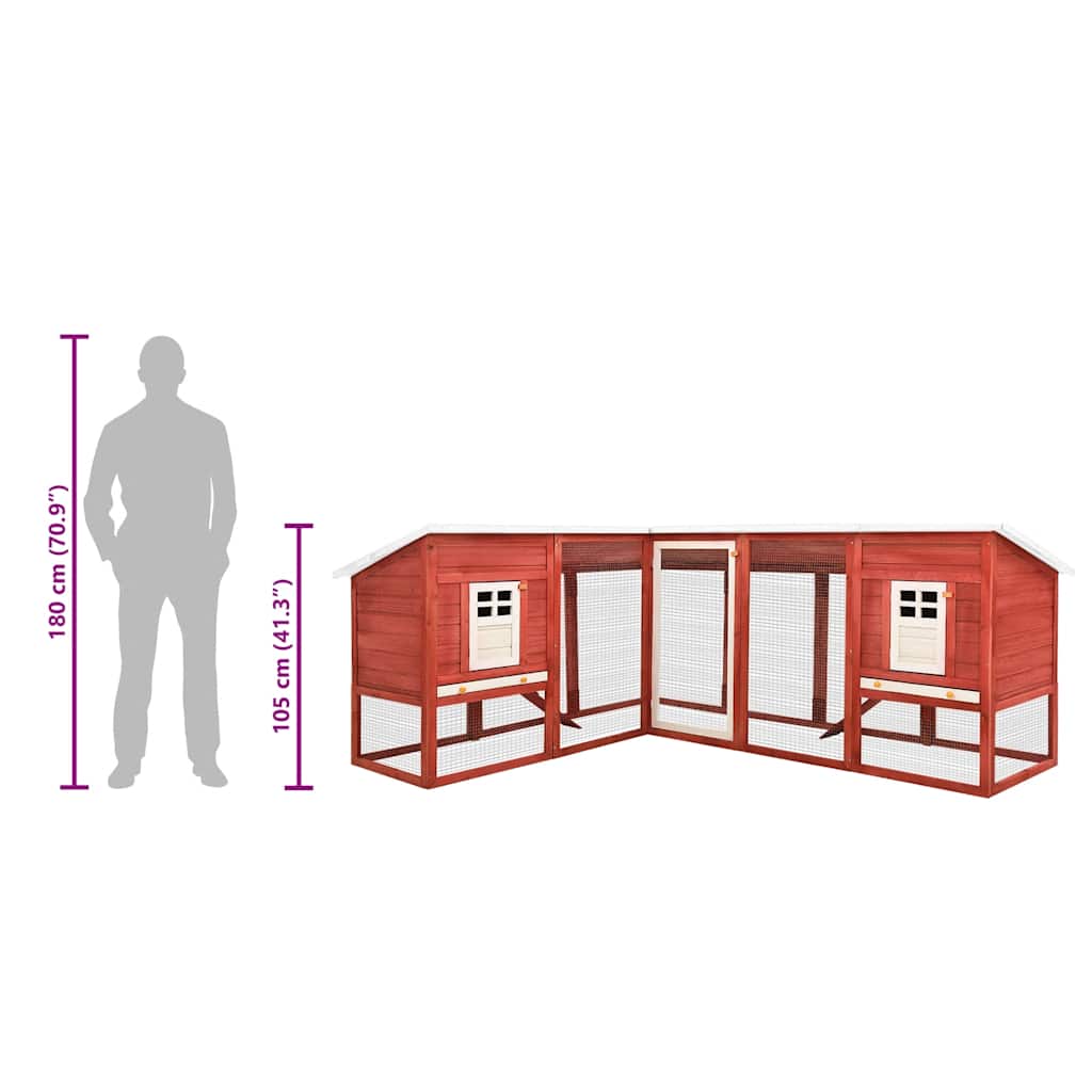 udendørs kaninbur med løbegård massivt fyrretræ rød og hvid