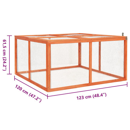 kaninbur 124x120x60 cm massivt fyrretræ