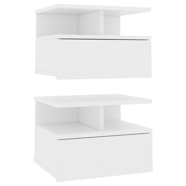svævende natborde 2 stk. 40 x 31 x 27 cm konstrueret træ hvid