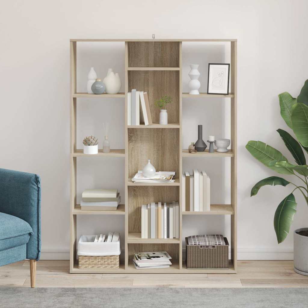 rumdeler/bogreol 100x24x140 cm konstrueret træ sonoma-eg