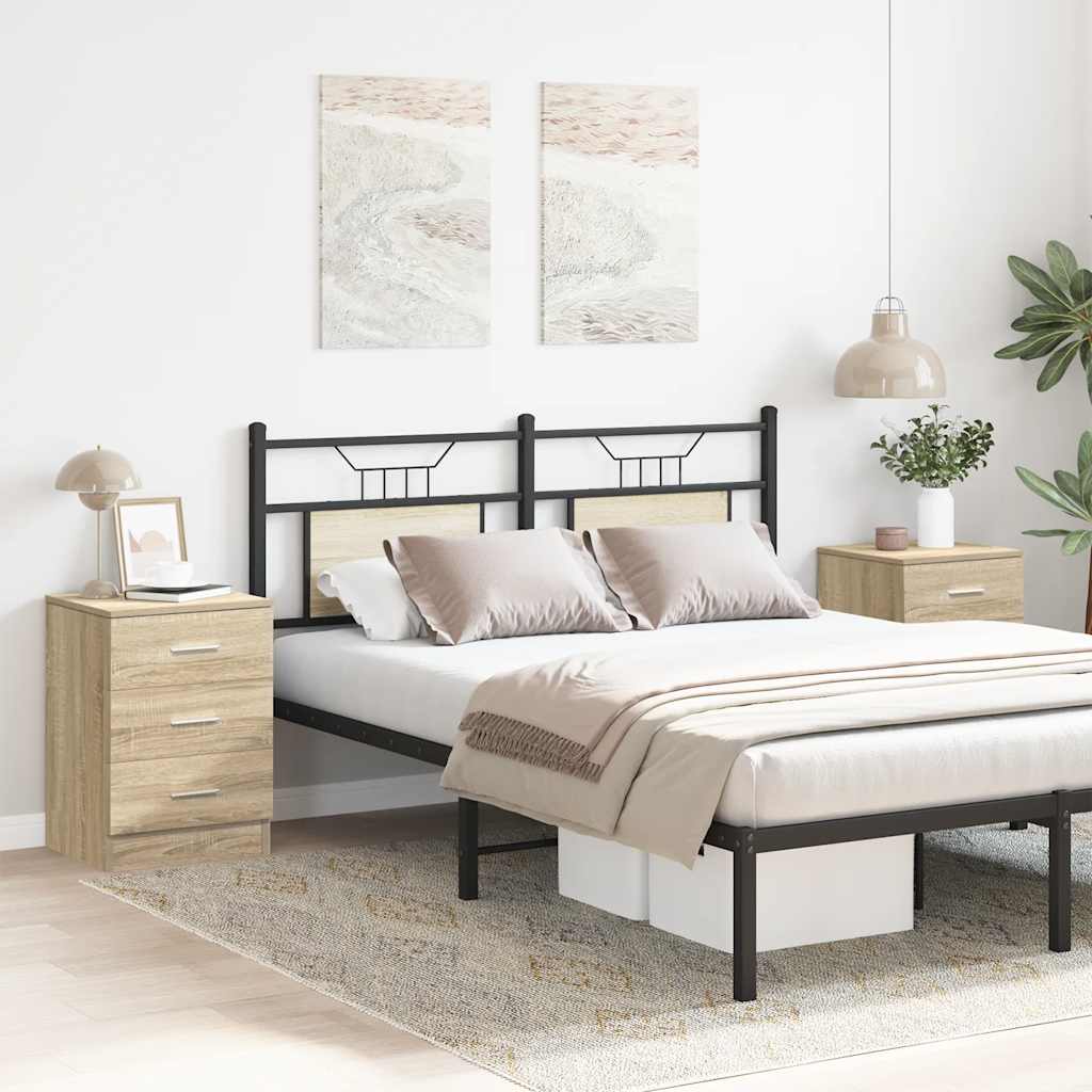 sengeborde 2 stk. 38x35x56 cm konstrueret træ sonoma-eg