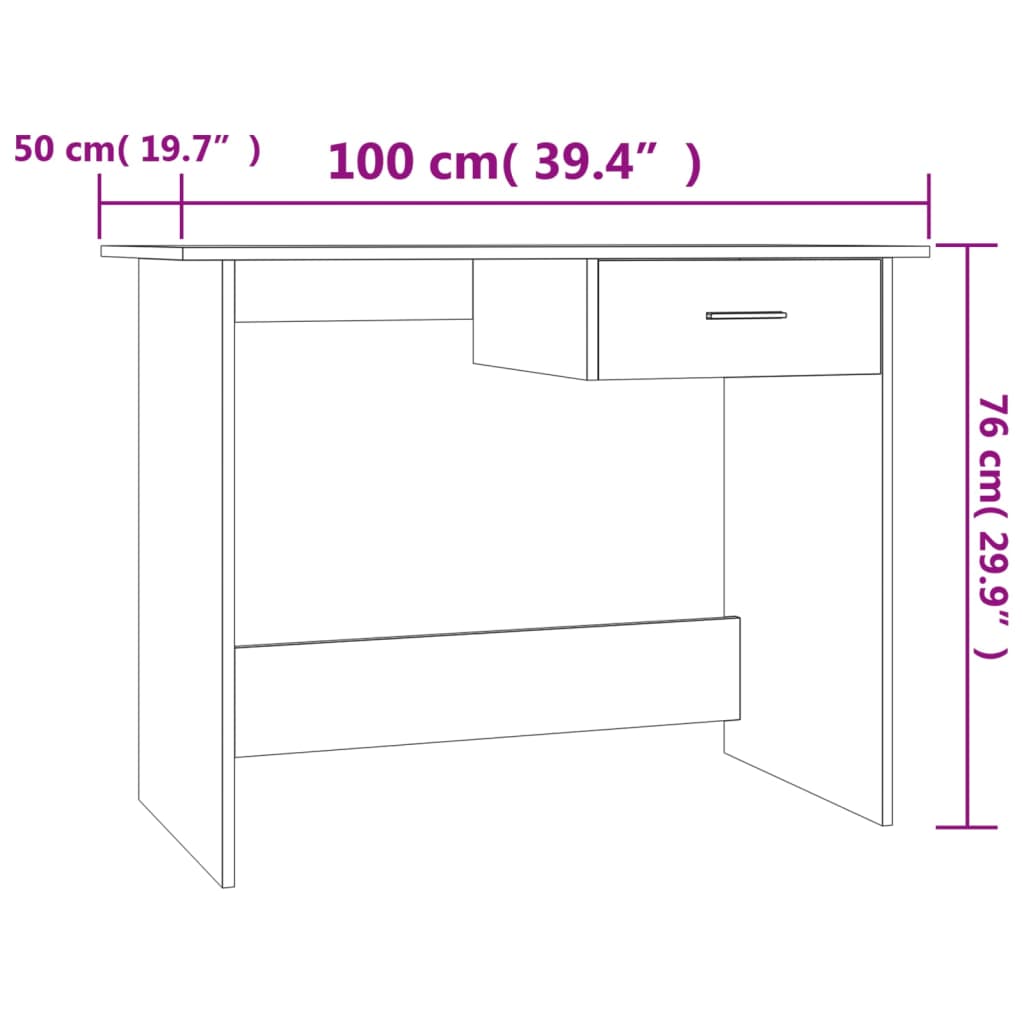 skrivebord 100x50x76 cm konstrueret træ sonoma-eg