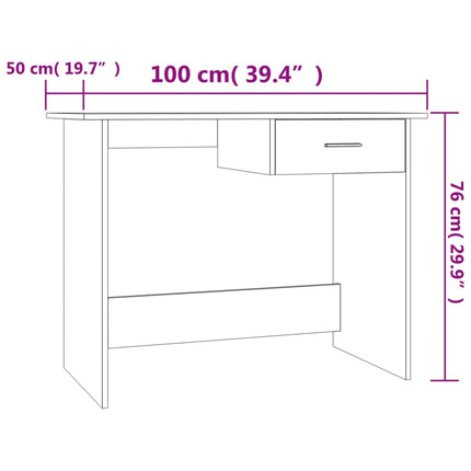 skrivebord 100x50x76 cm konstrueret træ betongrå