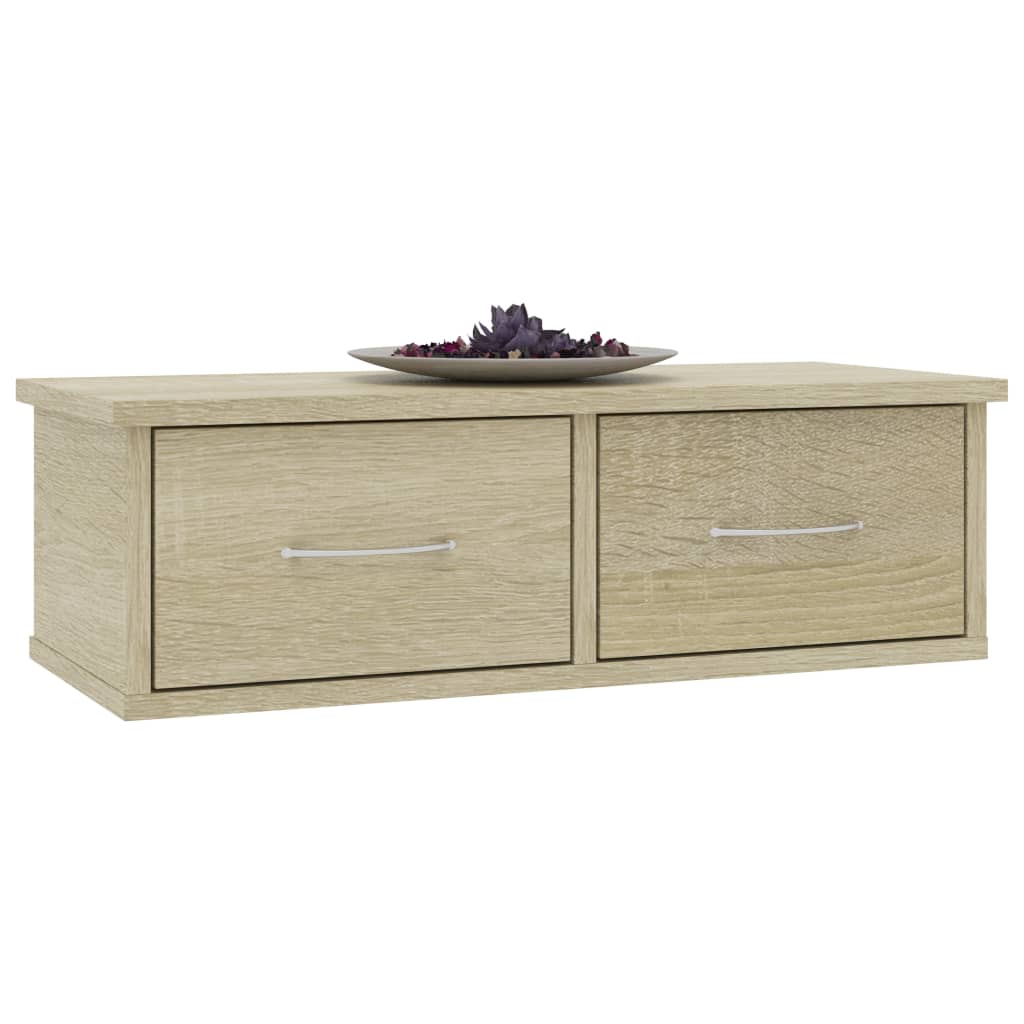 væghængt skuffe 60x26x18,5 cm konstrueret træ sonoma-eg