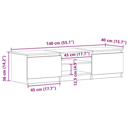 tv-bord 140x40x35,5 cm konstrueret træ sort