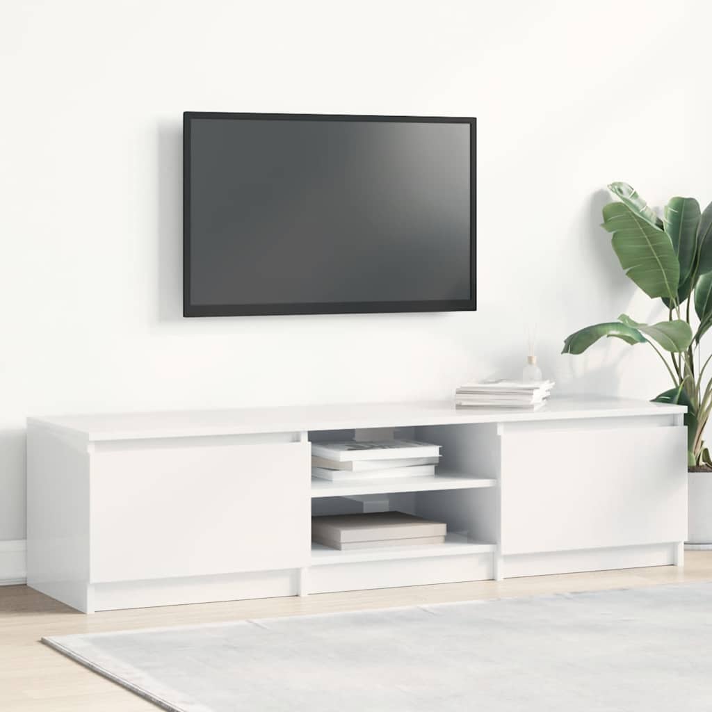 tv-bord 140x40x35,5 cm konstrueret træ hvid højglans