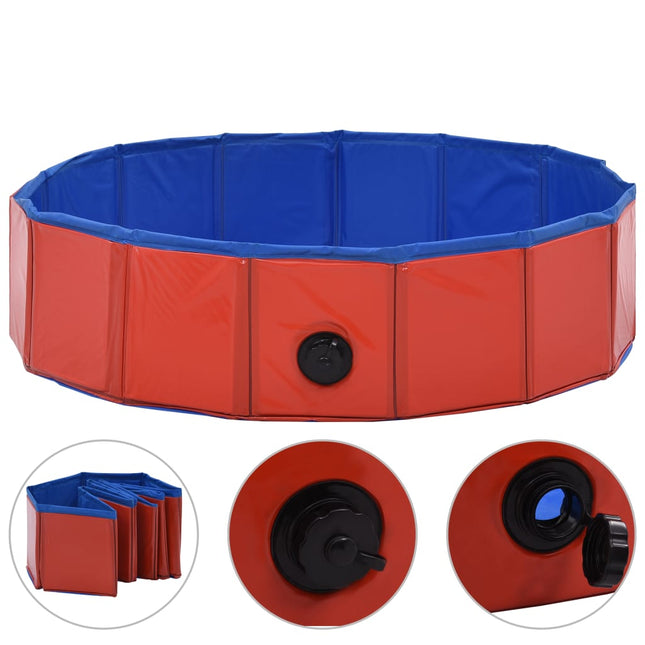 foldbart hundebassin 80 x 20 cm PVC rød