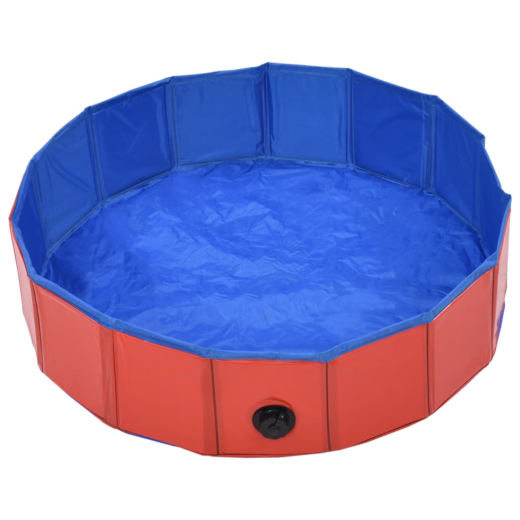 foldbart hundebassin 80 x 20 cm PVC rød