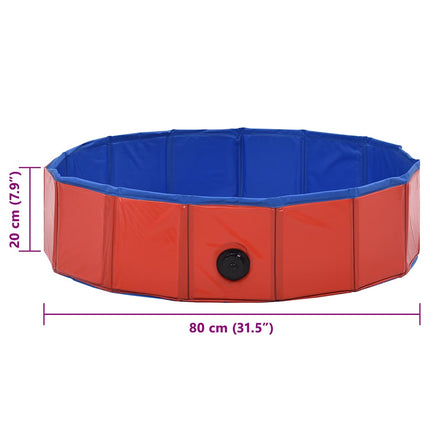 foldbart hundebassin 80 x 20 cm PVC rød