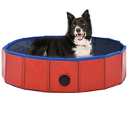 foldbart hundebassin 80 x 20 cm PVC rød