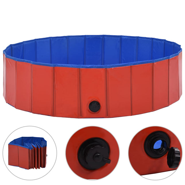 foldbart hundebassin 120 x 30 cm PVC rød