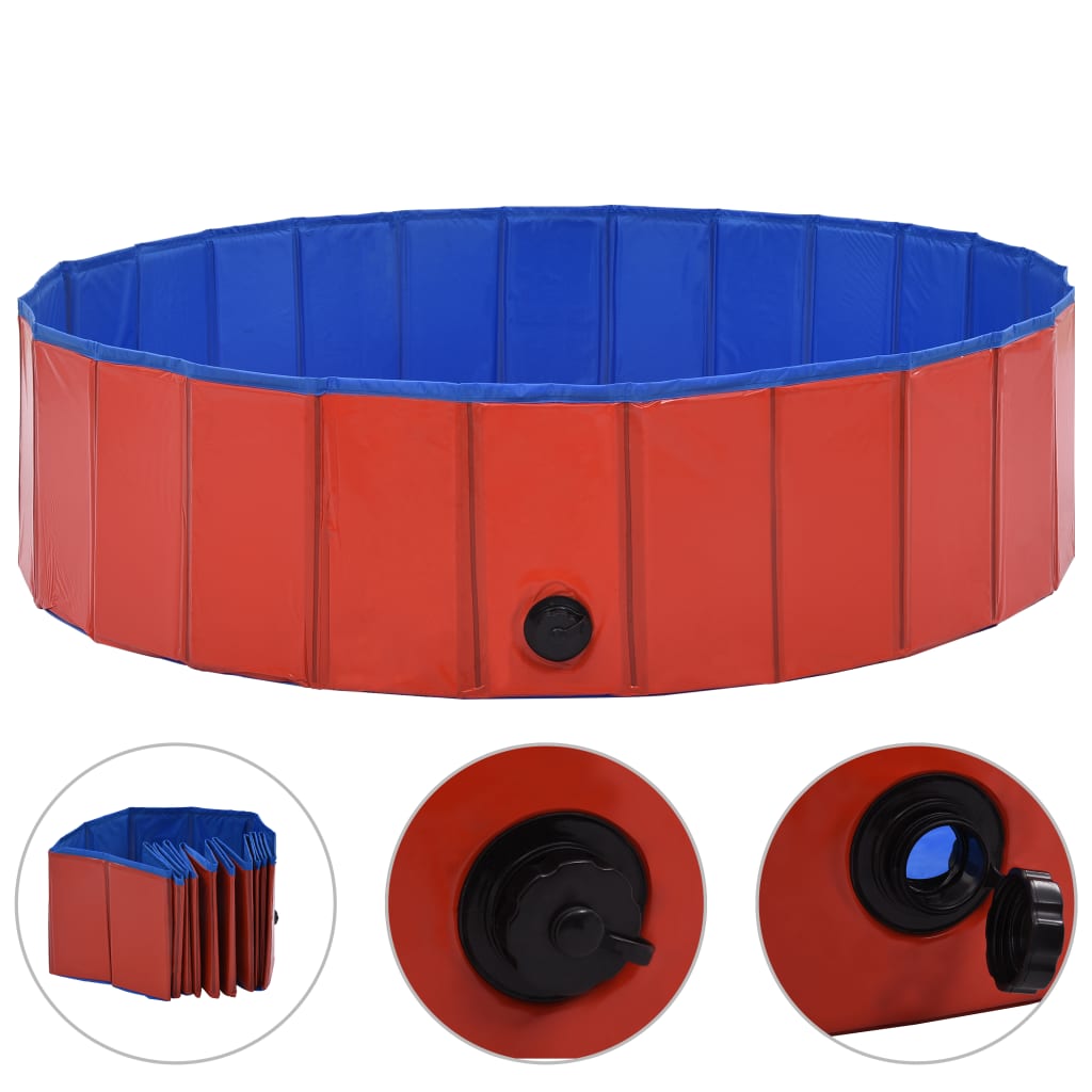 foldbart hundebassin 120 x 30 cm PVC rød