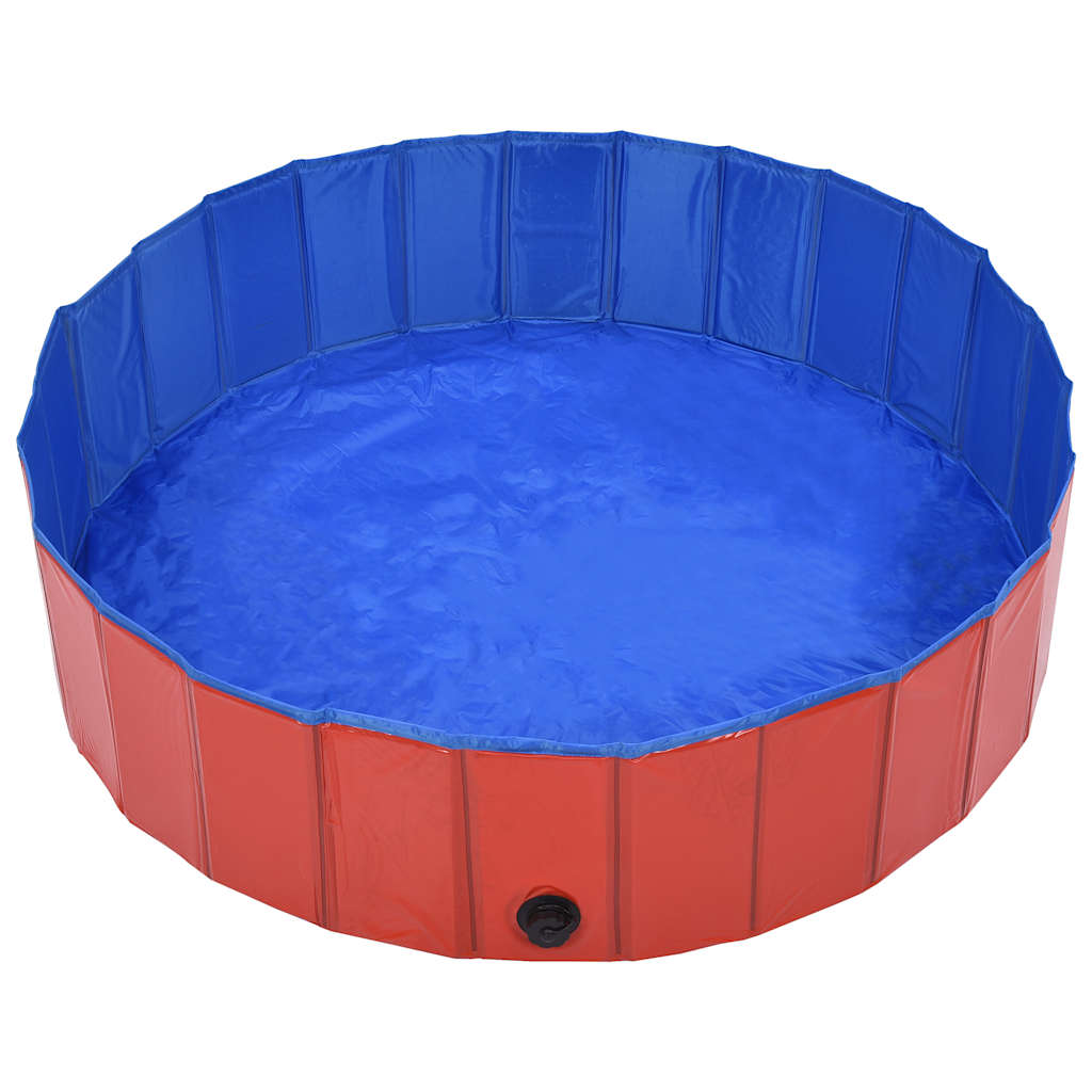 foldbart hundebassin 120 x 30 cm PVC rød