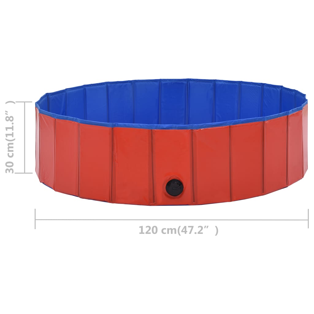 foldbart hundebassin 120 x 30 cm PVC rød