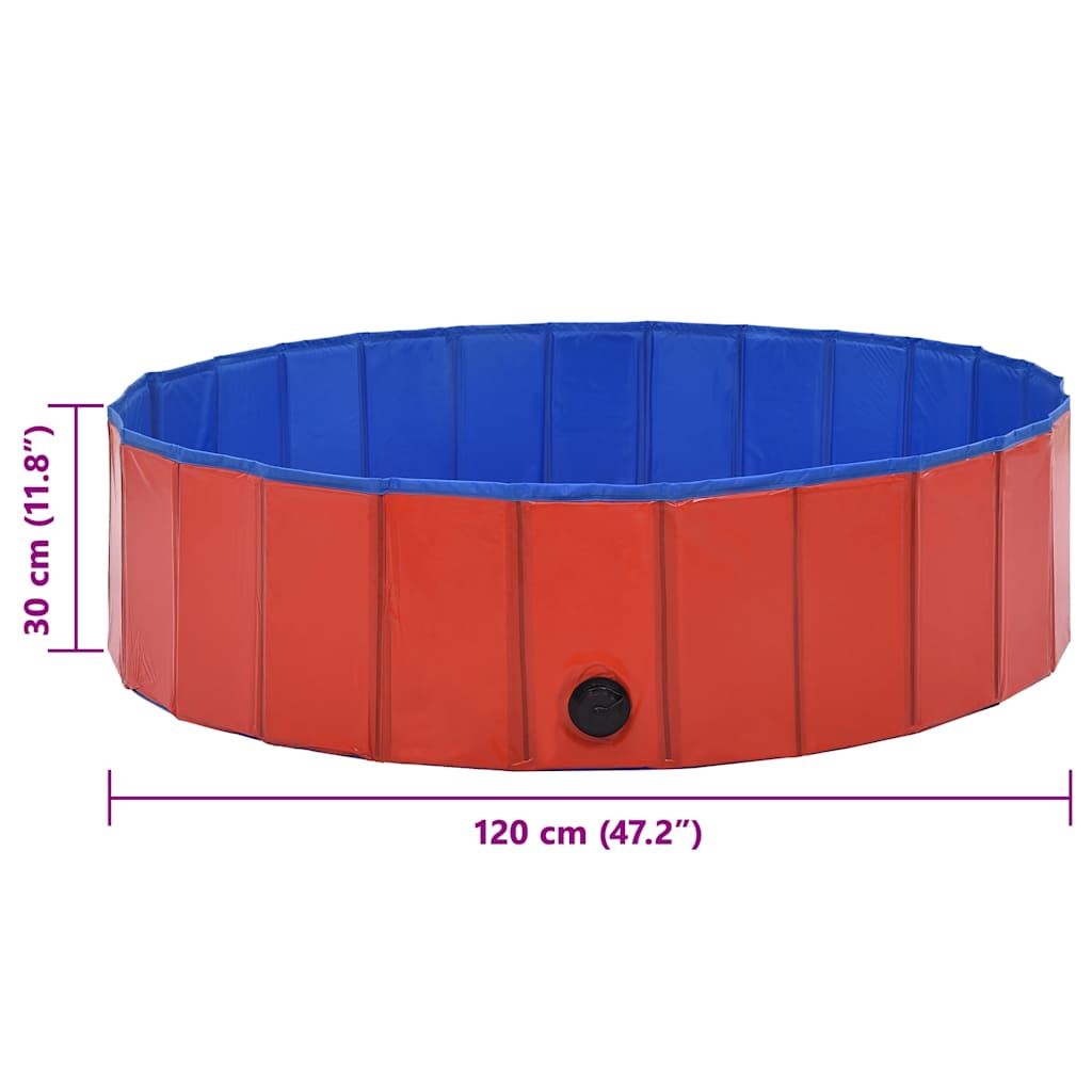 foldbart hundebassin 120 x 30 cm PVC rød