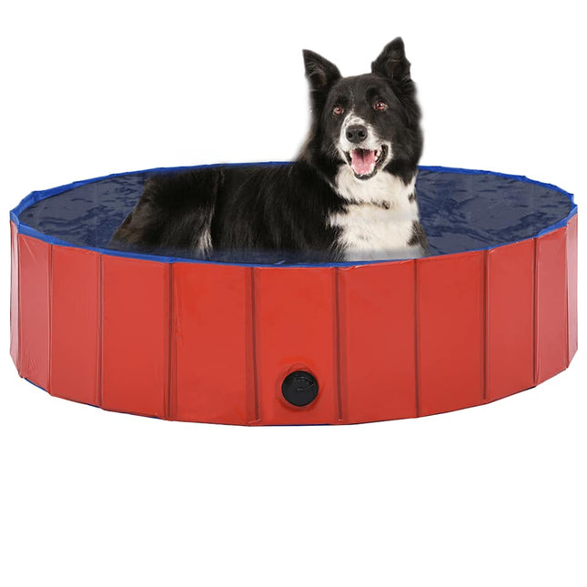 foldbart hundebassin 120 x 30 cm PVC rød