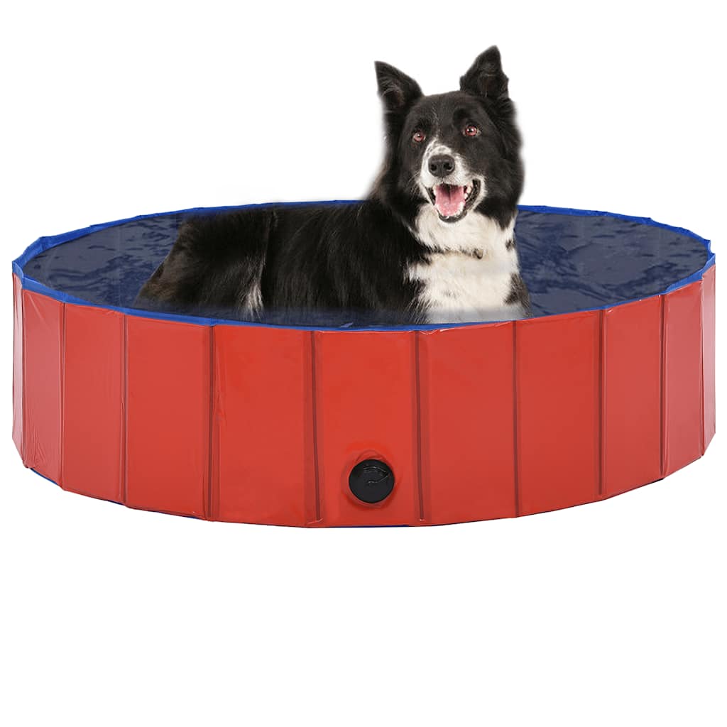 foldbart hundebassin 120 x 30 cm PVC rød