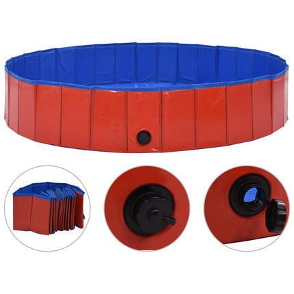 foldbart hundebassin 160 x 30 cm PVC rød