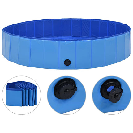 foldbart hundebassin 160 x 30 cm PVC blå
