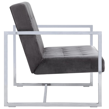 2-personers sofa med armlæn krom og velour mørkegrå