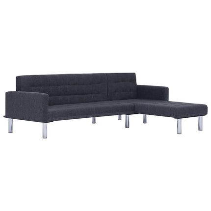 L-formet sovesofa mørkegrå polyester