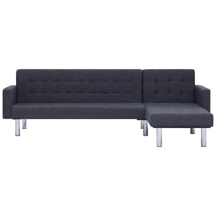 L-formet sovesofa mørkegrå polyester